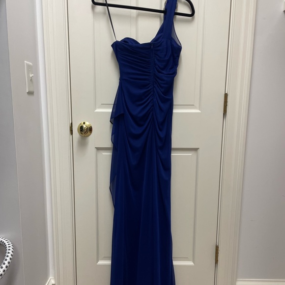 Xscape One Shoulder Gown Prom Dress Sz 2 in Royal Blue - Picture 7 of 10